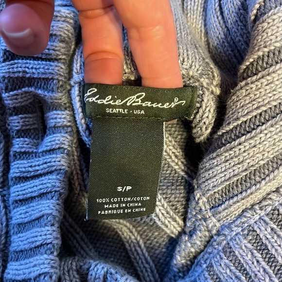 Eddie Bauer Gray Cable Knit Cardigan Cotton Sweater Small - Picture 3 of 5